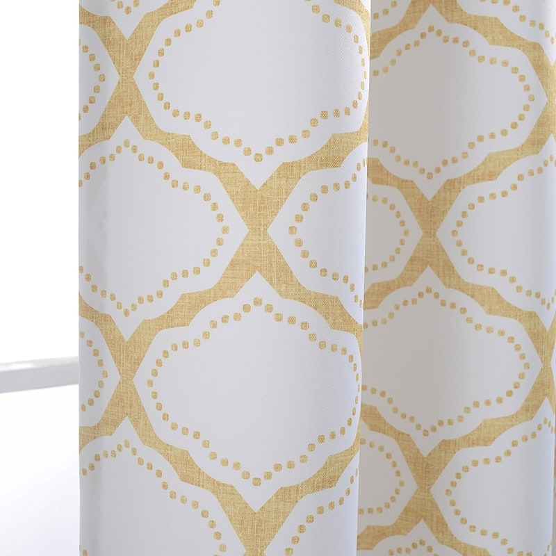 DriftAway Geo Trellis Room Darkening Grommet Top Window Curtain Panel Pair