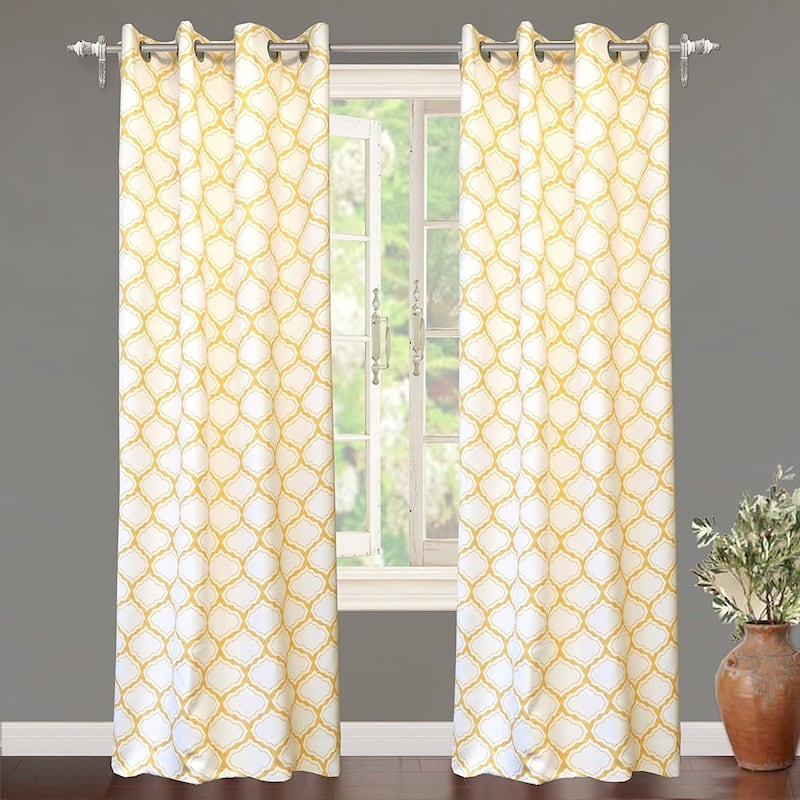 DriftAway Geo Trellis Room Darkening Grommet Top Window Curtain Panel Pair