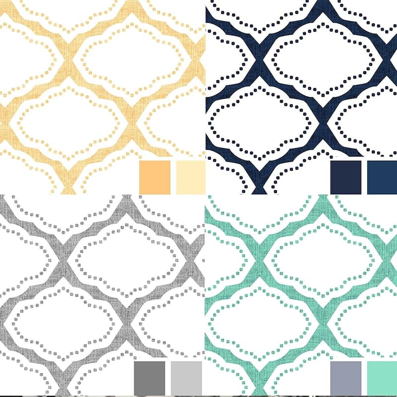 DriftAway Geo Trellis Room Darkening Grommet Top Window Curtain Panel Pair - 63 Inches - Navy