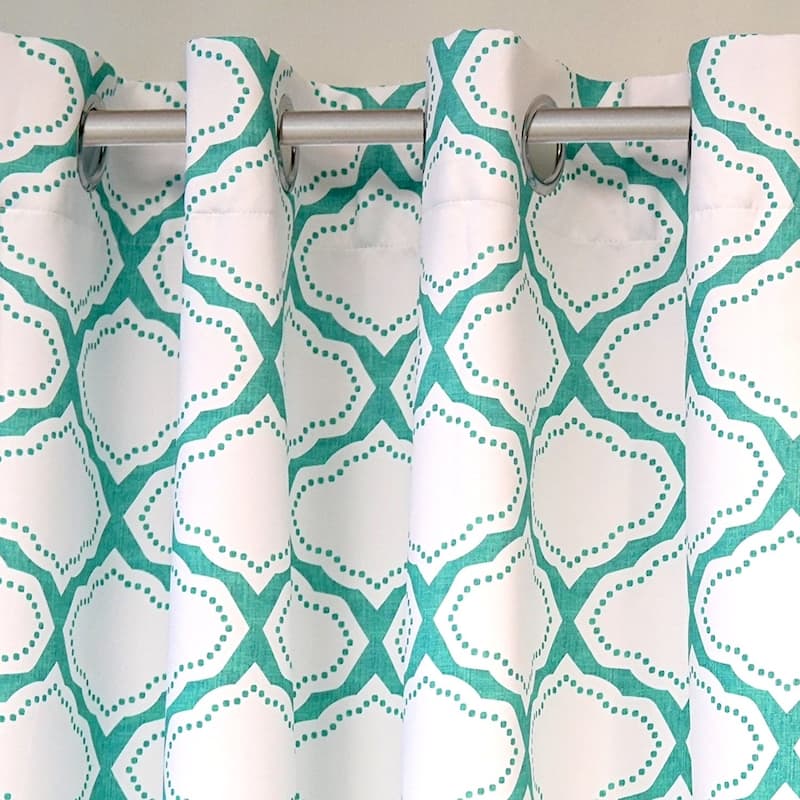 DriftAway Geo Trellis Room Darkening Grommet Top Window Curtain Panel Pair