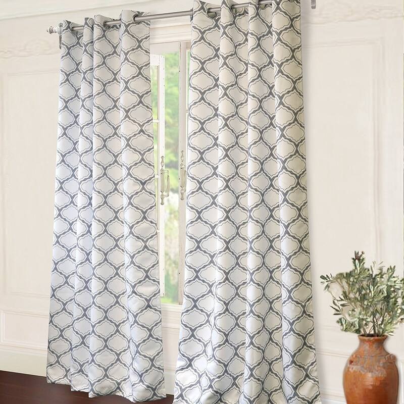 DriftAway Geo Trellis Room Darkening Grommet Top Window Curtain Panel Pair
