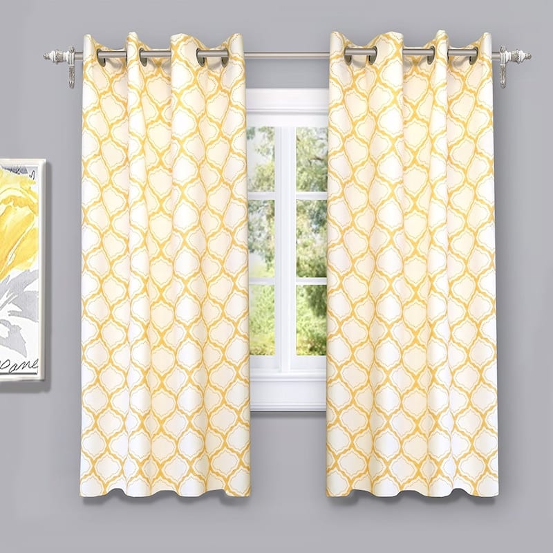 DriftAway Geo Trellis Room Darkening Grommet Top Window Curtain Panel Pair