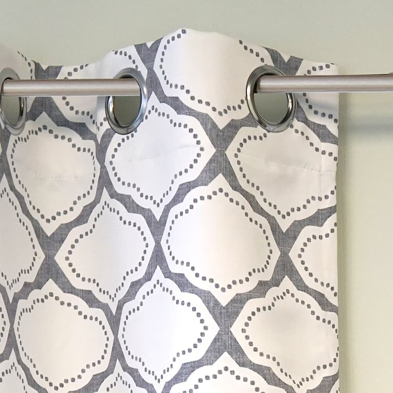 DriftAway Geo Trellis Room Darkening Grommet Top Window Curtain Panel Pair - 63 Inches - Grey