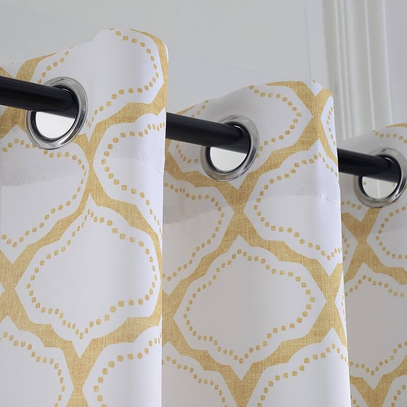 DriftAway Geo Trellis Room Darkening Grommet Top Window Curtain Panel Pair