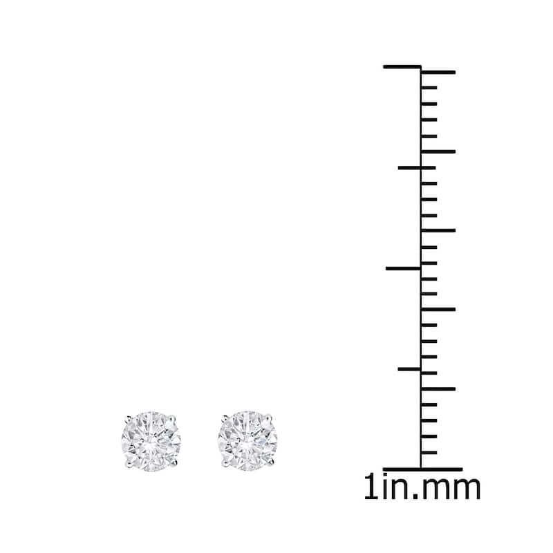 Auriya 14k Gold 1 1/6ct TDW Clarity-Enhanced Diamond Stud Earrings and Solitaire Diamond Necklace Set (F-G, I2-I3) - White