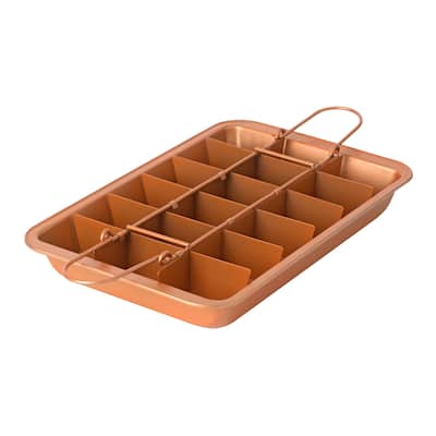 2Pc Copper Brownie Pan 8" W/ Helper Handles