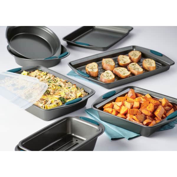 Rachael Ray 9 in. Nonstick Bakeware Oven Lovin Springform Pan, Gray with Red Grips