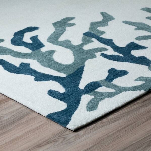 Shop Addison Beaches Coral Reef Navy Ivory Area Rug 5 X 7 6 5 X7 6 Overstock 18827968