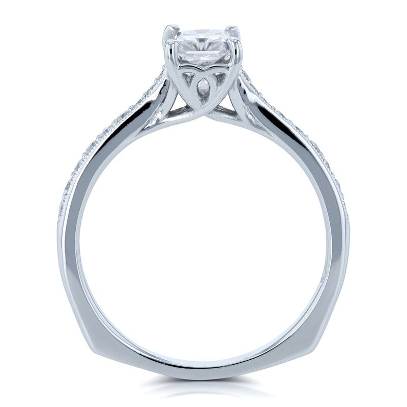 Annello by Kobelli 14k Gold 1 2/5ct TGW Radiant Moissanite and Diamond Vintage Trellis Engagement Ring