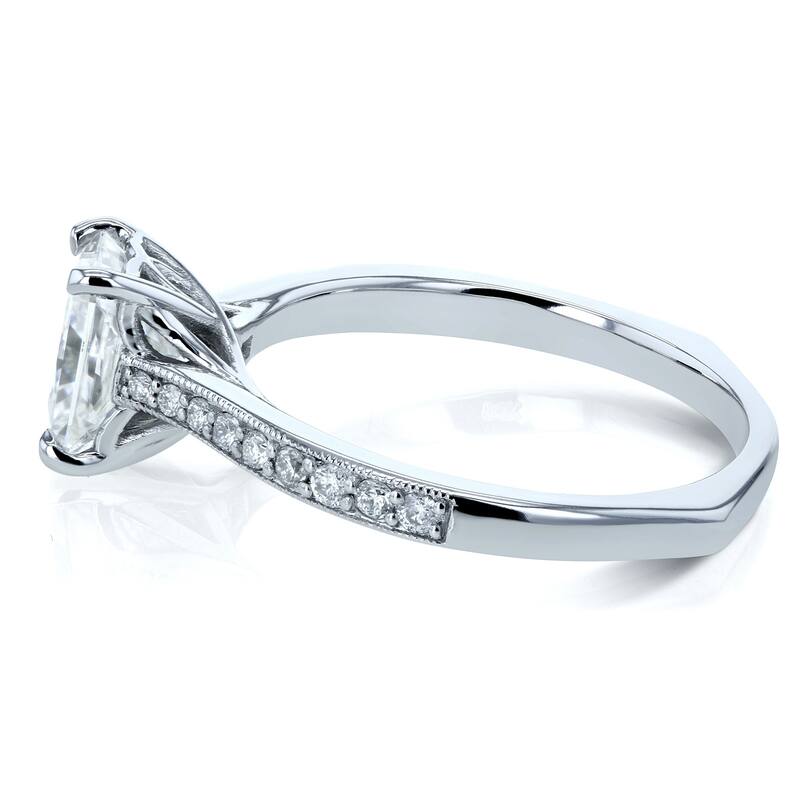 Annello by Kobelli 14k Gold 1 2/5ct TGW Radiant Moissanite and Diamond Vintage Trellis Engagement Ring