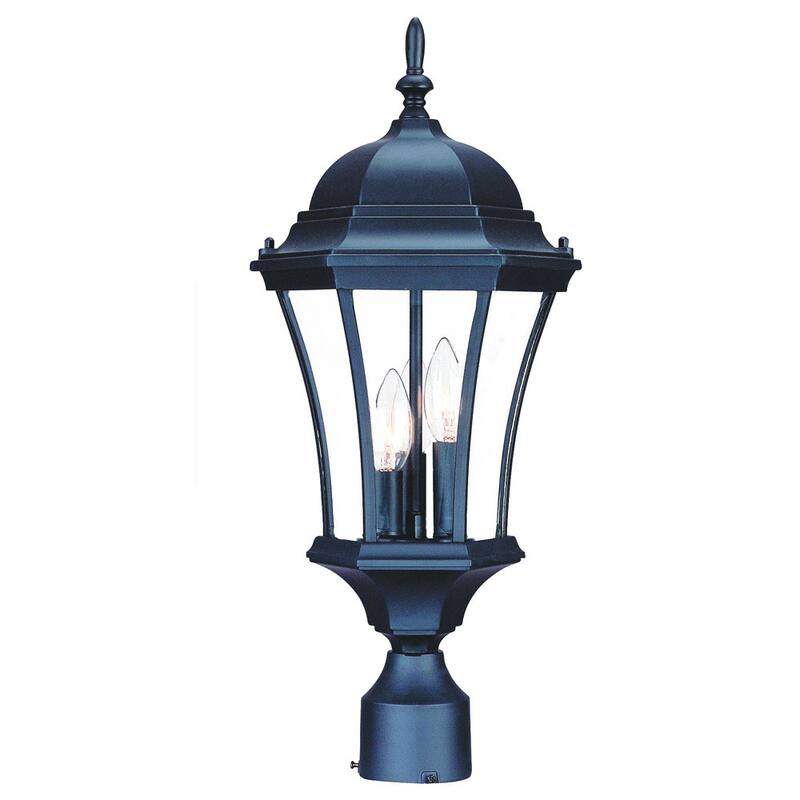 Acclaim Lighting Bryn Mawr Collection Post-Mount 3-Light Outdoor Matte Black Light Fixture