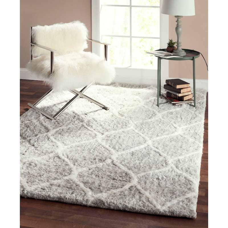 Pasargad Home Paris Shag Collection Hand-Woven Cotton Area Rug