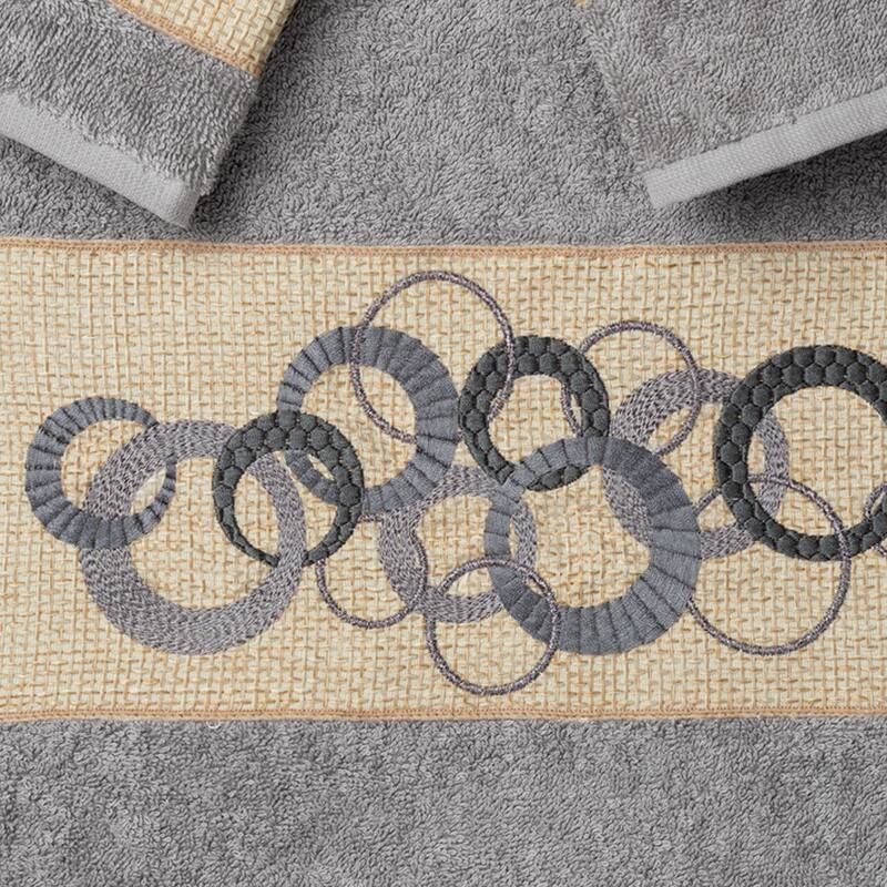 Authentic Hotel and Spa Turkish Cotton Circles Embroidered 3 piece Towel Set