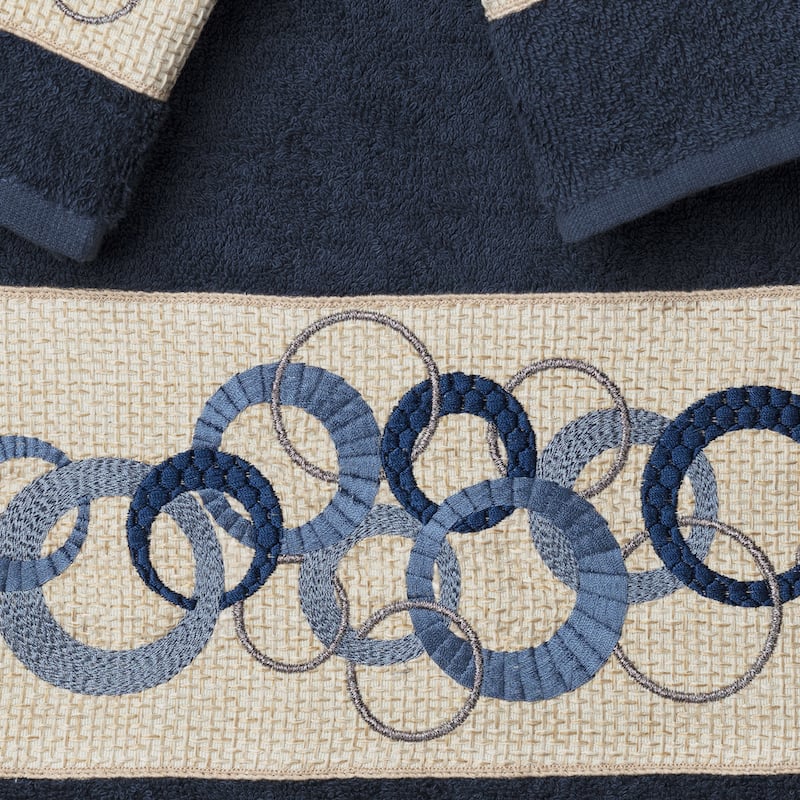 Authentic Hotel and Spa Turkish Cotton Circles Embroidered 3 piece Towel Set
