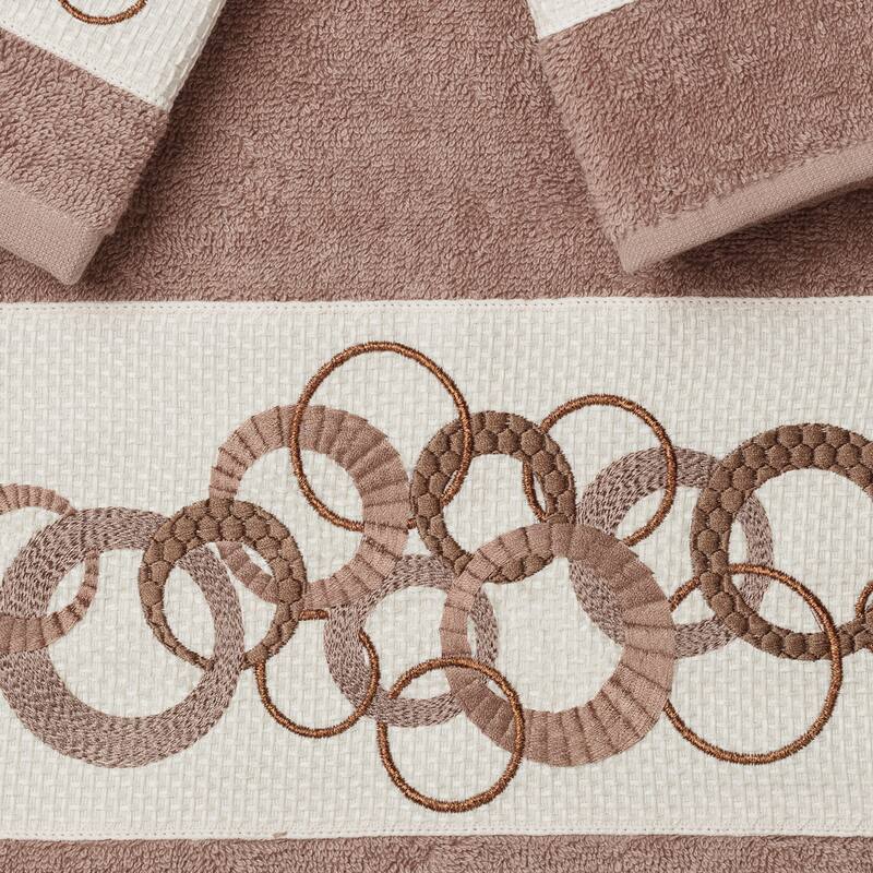 Authentic Hotel and Spa Turkish Cotton Circles Embroidered 3 piece Towel Set