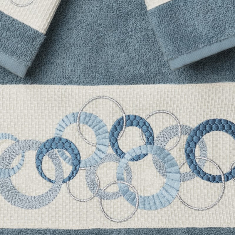 Authentic Hotel and Spa Turkish Cotton Circles Embroidered 3 piece Towel Set