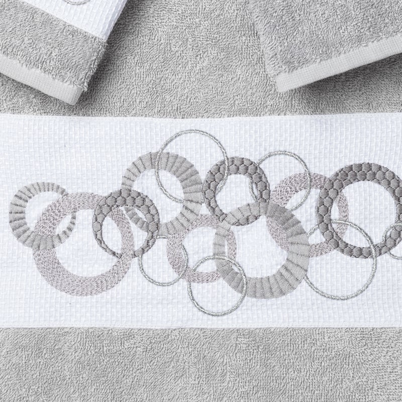 Authentic Hotel and Spa Turkish Cotton Circles Embroidered 3 piece Towel Set