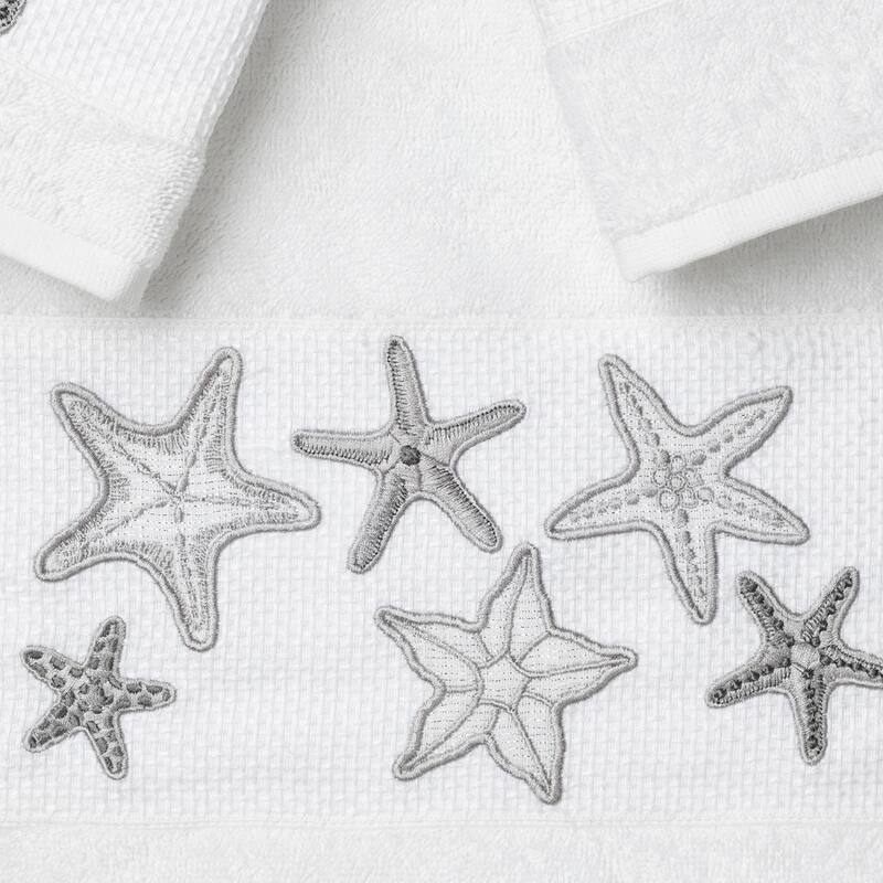 Authentic Hotel and Spa Turkish Cotton Starfish Embroidered 3 piece Towel Set