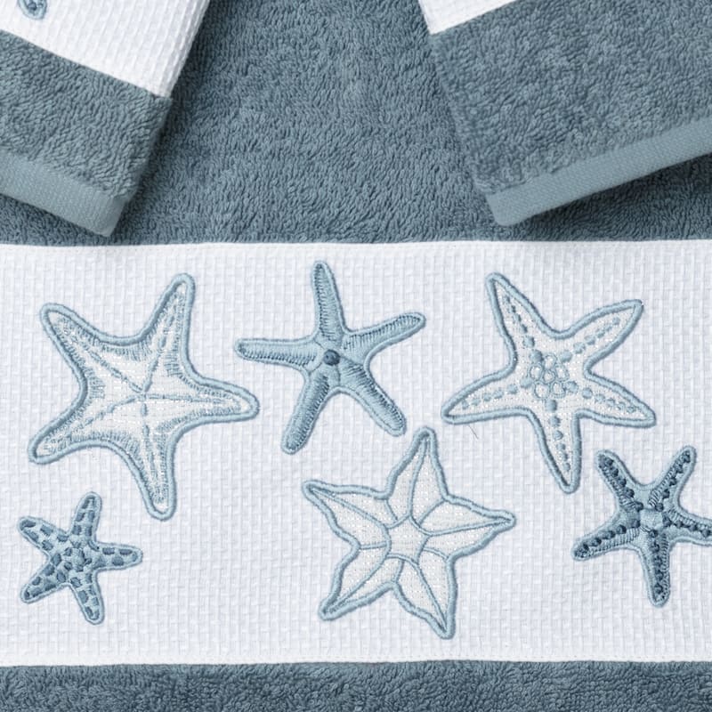 Authentic Hotel and Spa Turkish Cotton Starfish Embroidered 3 piece Towel Set