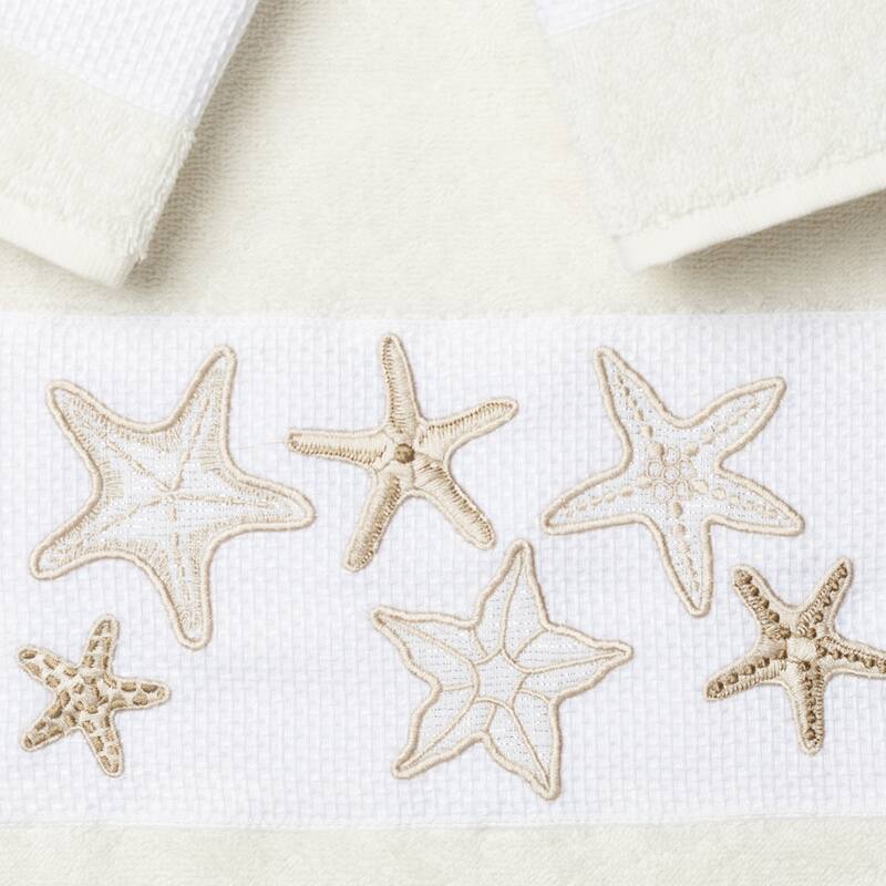 Authentic Hotel and Spa Turkish Cotton Starfish Embroidered 3 piece Towel Set
