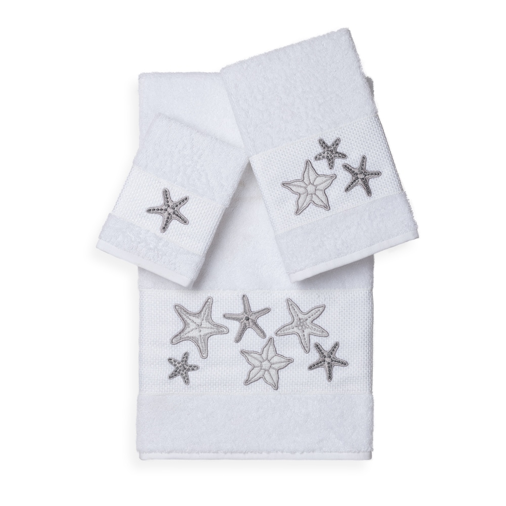 Authentic Hotel and Spa Turkish Cotton Squares Embroidered White