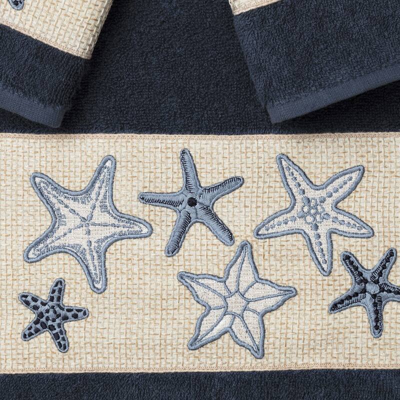 Authentic Hotel and Spa Turkish Cotton Starfish Embroidered 3 piece Towel Set
