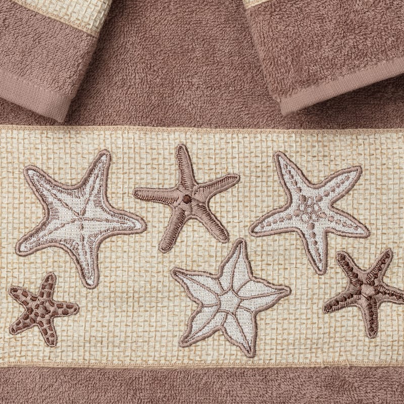 Authentic Hotel and Spa Turkish Cotton Starfish Embroidered 3 piece Towel Set