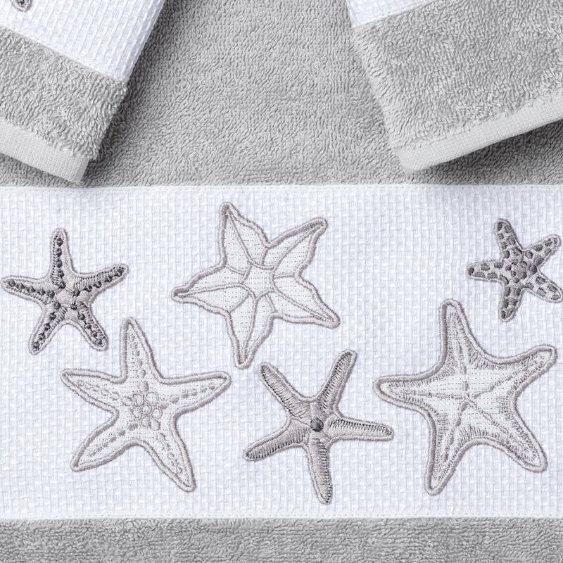 Authentic Hotel and Spa Turkish Cotton Starfish Embroidered 3 piece Towel Set