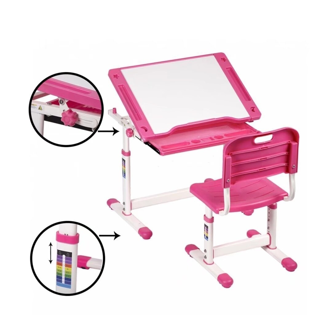 childrens pink desk and chair set