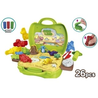 World Tech Toys Activity Dough Dinosaur 26 Piece Suitcase Playset