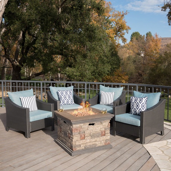 Outdoor fire pit cheap and chair set