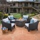 Thumbnail 20, Antibes Outdoor 5-piece Wicker Club Chair Set with Square Firepit by Christopher Knight Home. Changes active main hero.