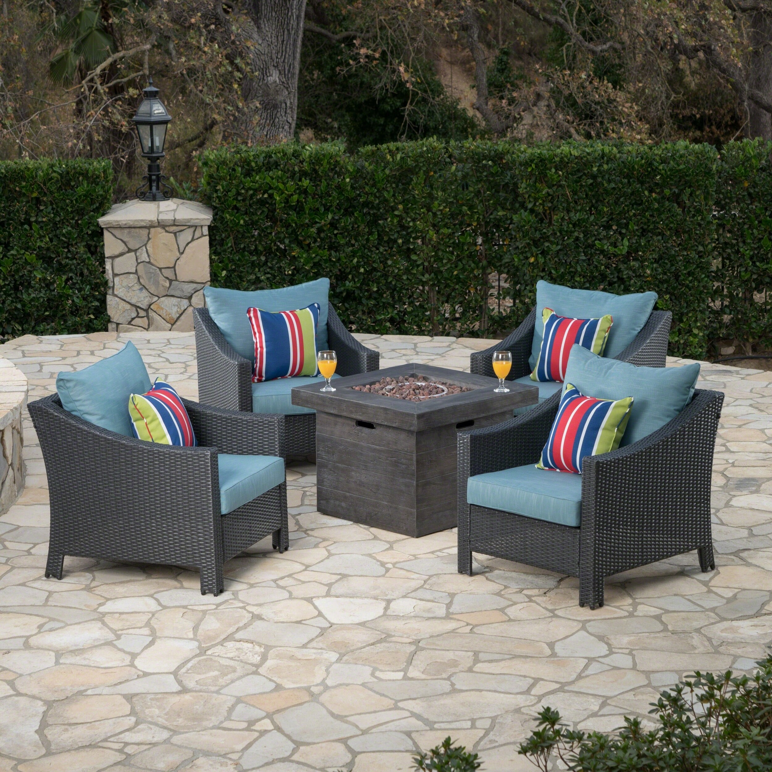 Antibes Outdoor 5-piece Wicker Club Chair Set with Square | eBay