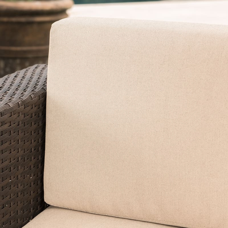 Achton Outdoor 4-piece Wicker Swivel Club Chair Set with Square Firepit by Christopher Knight Home