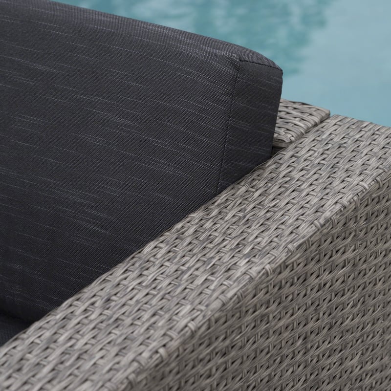 Achton Outdoor 4-piece Wicker Swivel Club Chair Set with Square Firepit by Christopher Knight Home