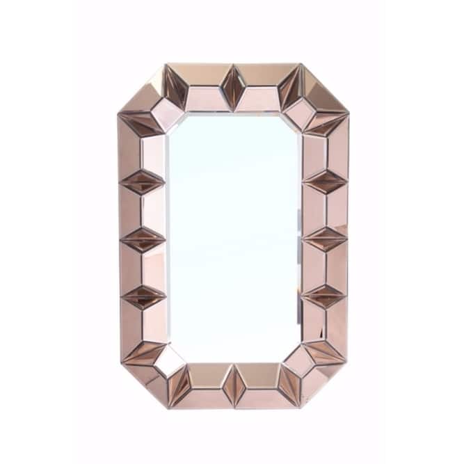 Stylish Wall Mirror With Slanted Square Frame - Copper