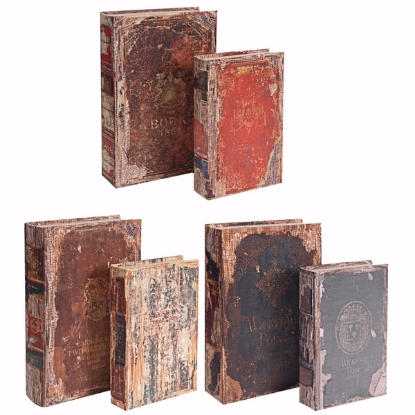 Shop Set of 6 Antique Distressed Book Boxes, Multicolor, 3 Assortment ...