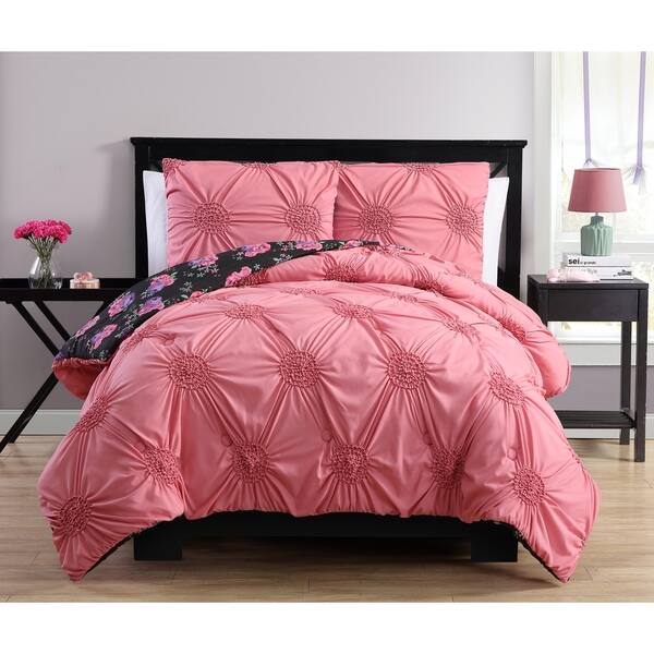 Shop Vcny Home Davina Reversible Comforter Set Black Pink Free