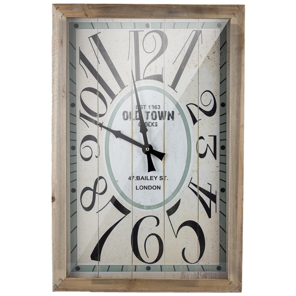 Shop Old Town London Retro Rectangular Wood Wall Clock - Free ... Shop Old Town London Retro Rectangular Wood Wall Clock - Free ...