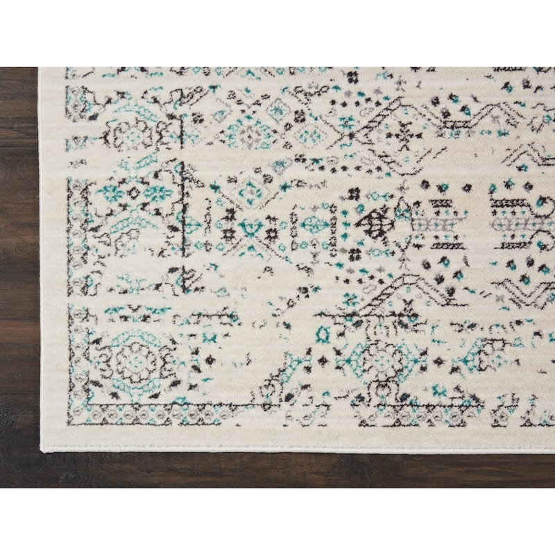 Silver Screen Distressed Floral Area Rug