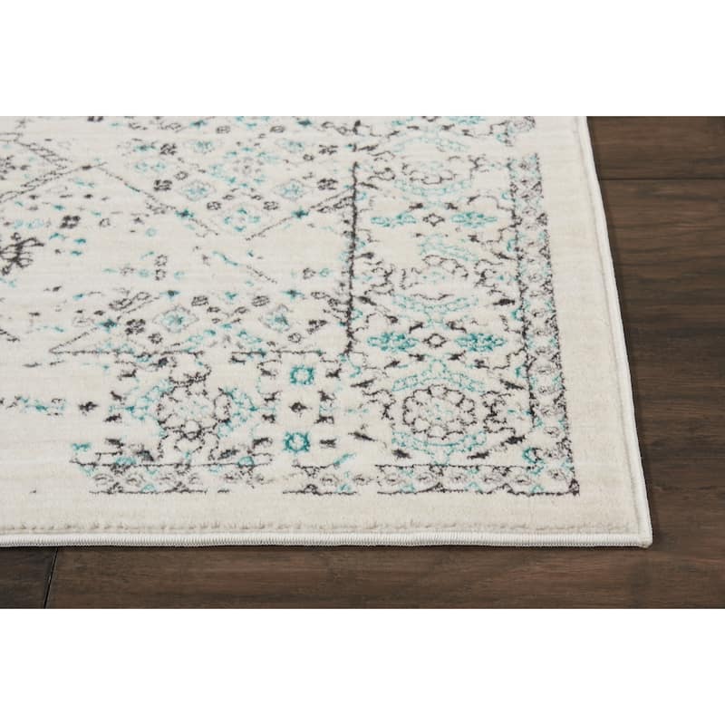 Silver Screen Distressed Floral Area Rug