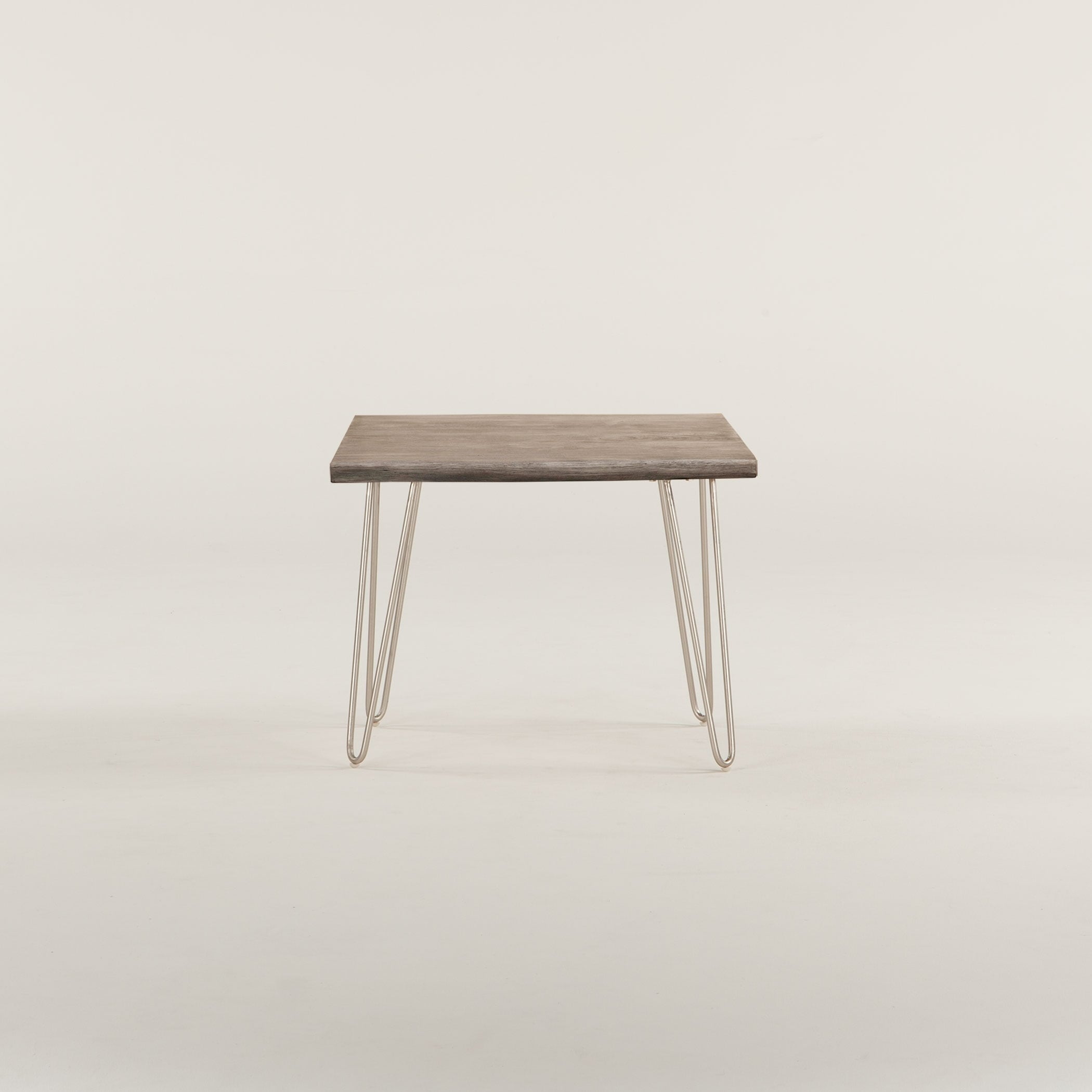 World Interiors Acacia Live Edge Rectangle Side Table in Weathered Grey