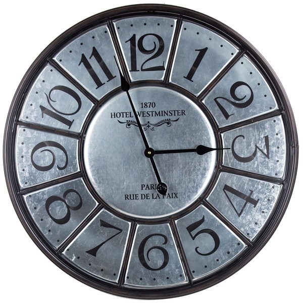 American Art Decor Hotel Westminster Round Silver Metal Wall Clock