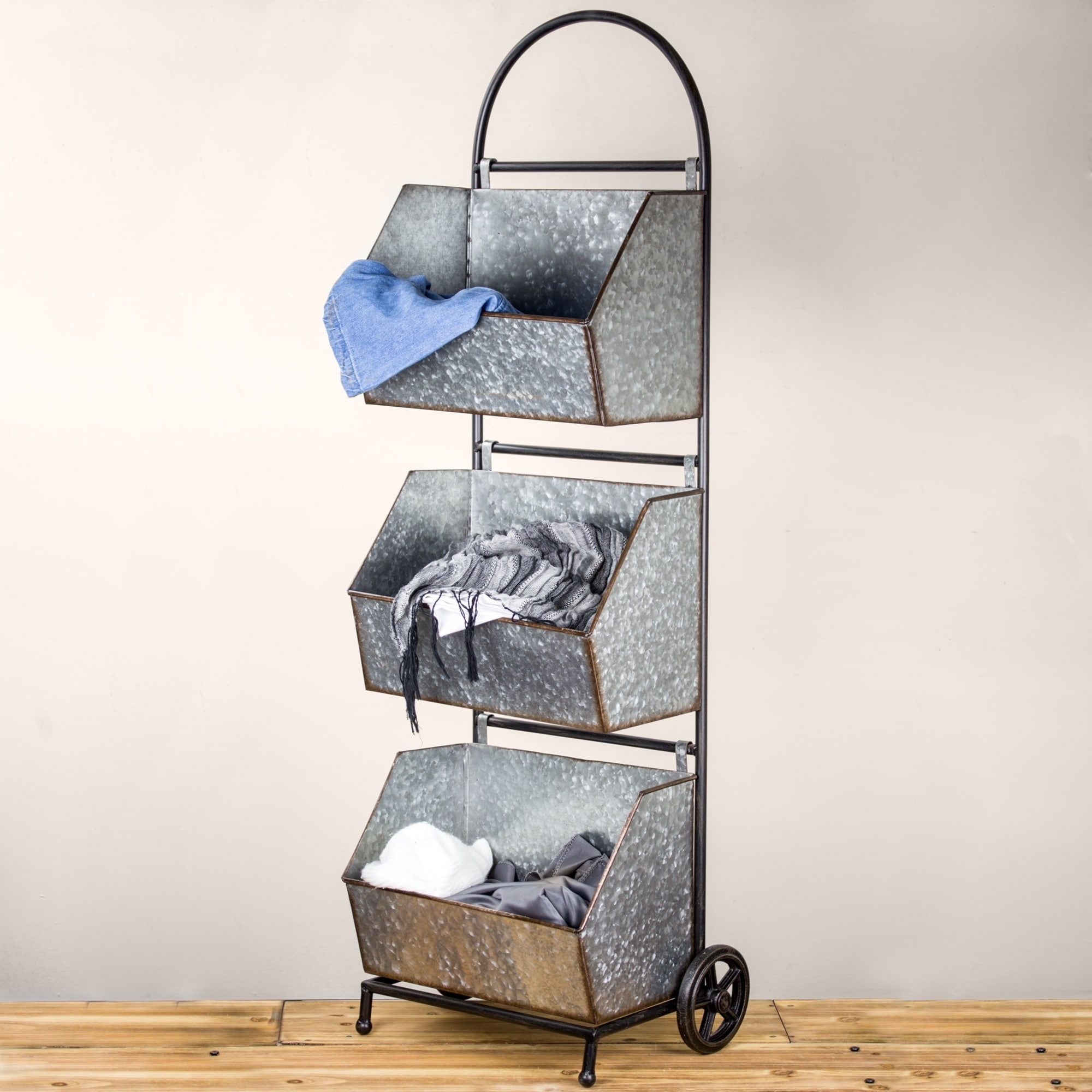 Galvanized Metal 3-Tier Storage Shelf