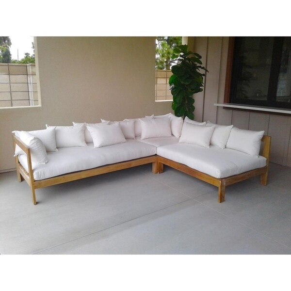 Manhattan 3 Piece Deep Seating Teak Sectional With Cushion Deep Seating Teak Sectional