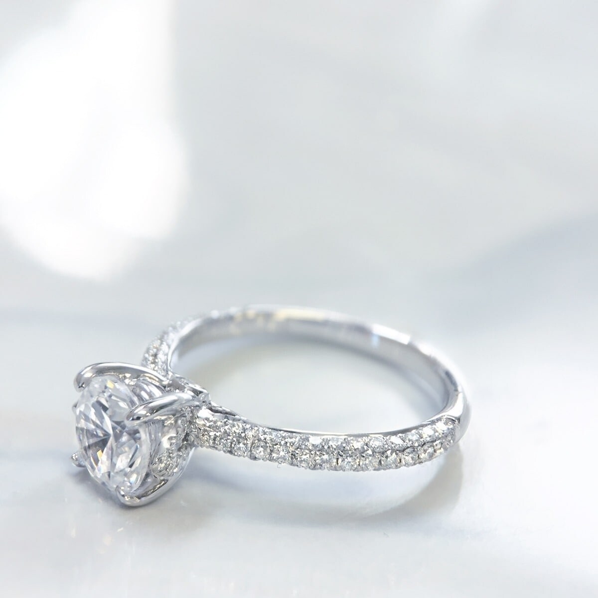 3//4CT TW Bezel Stud Earrings Mounting 18K White Gold Settings.
