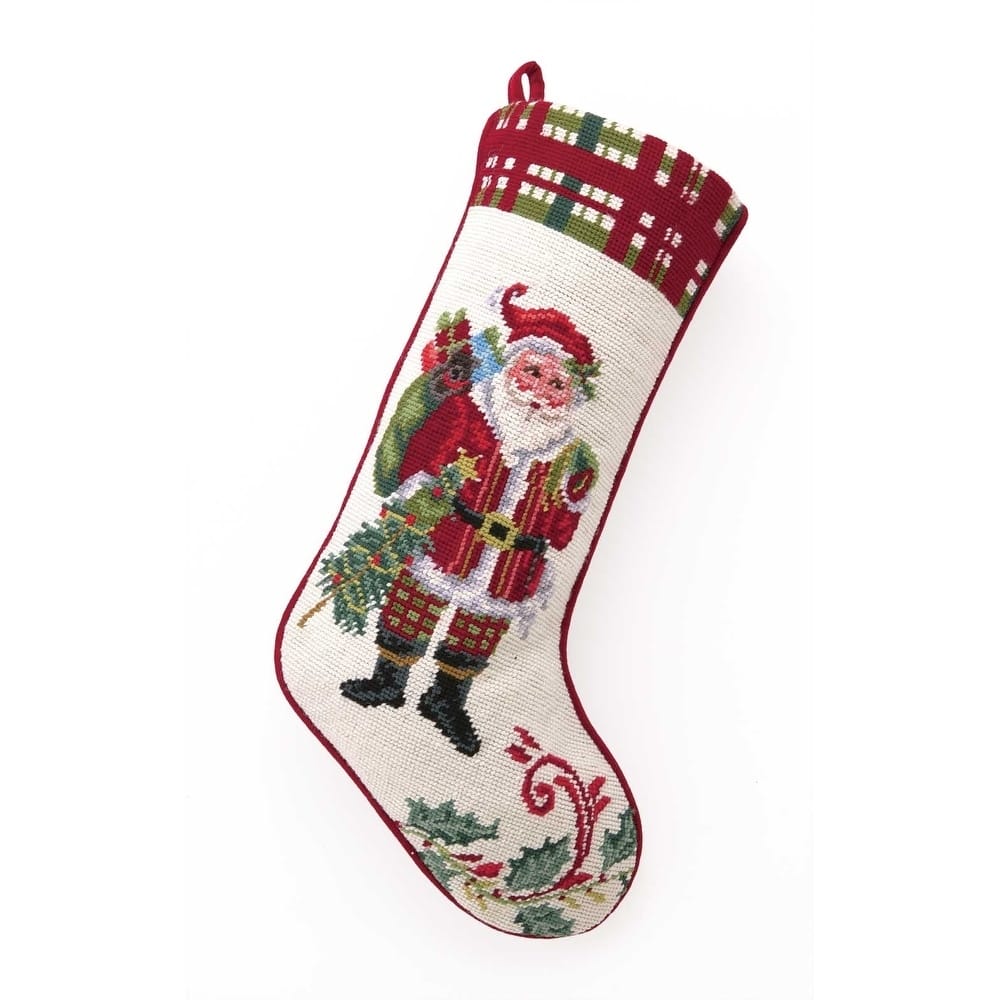 Christmas At North Pole Santa Needlepoint Stocking