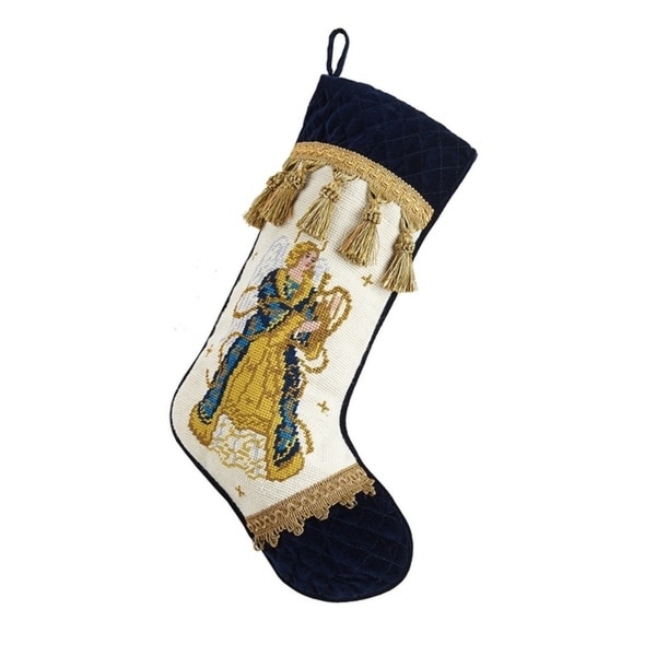 Shop Angel Needlepoint Stocking With Velvet Cuff - On Sale - Free