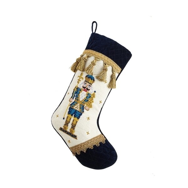 Shop Nutcracker Needlepoint Stocking With Velvet Cuff - Free Shipping