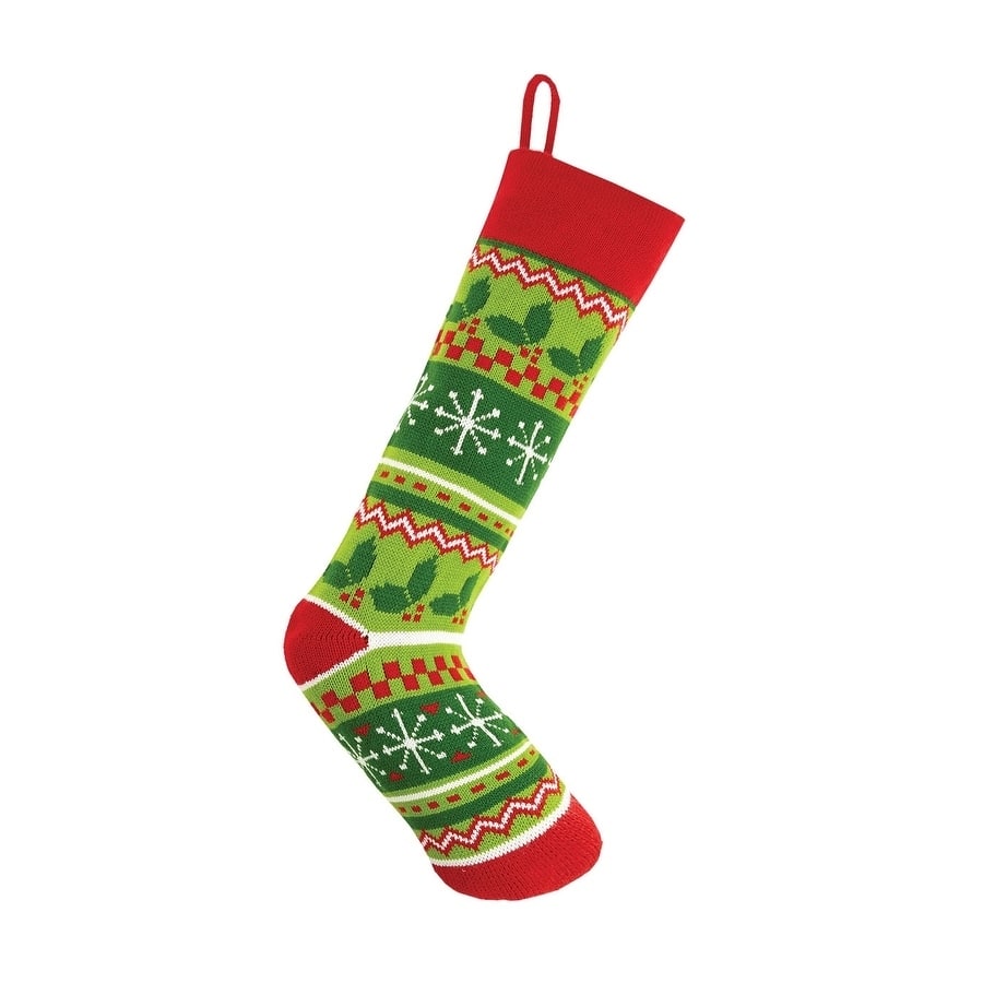 Holly Leaves Fair Isle Knit Stocking